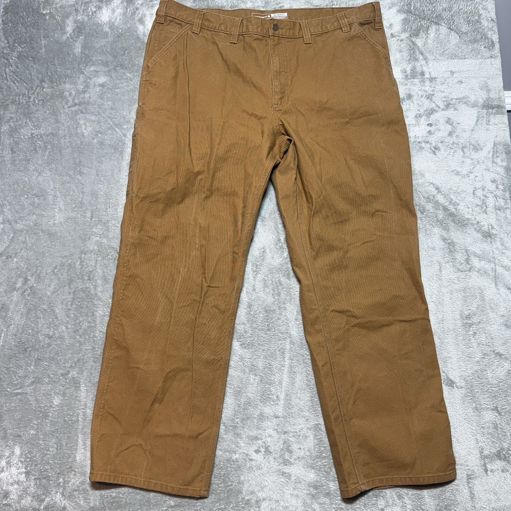 Carhartt Relaxed Fit Work Pants Men's 44X32 Brown Tan Canvas Straight - Picture 4 of 9
